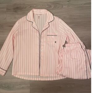 VS Pink Striped Satin Pajama Set